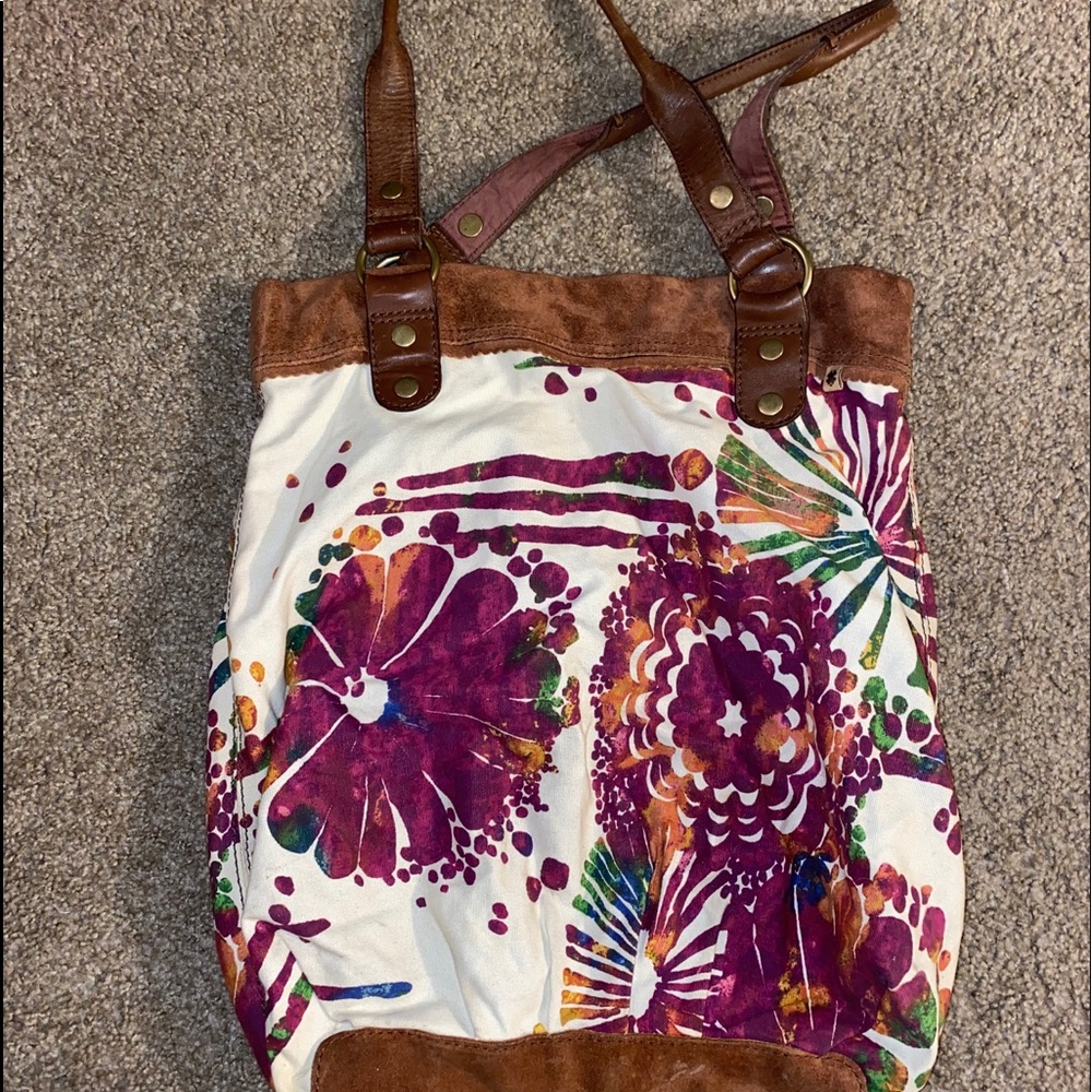 Lucky brand leather/canvas tote